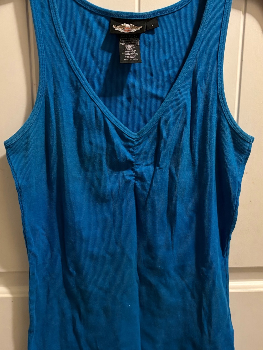 Harley-Davidson Bright Blue Ribbed V-Neck Tank Top - Women's
